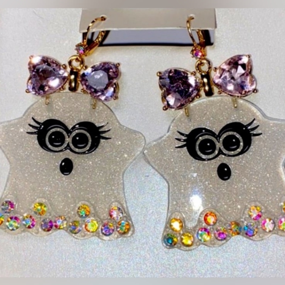 🧚‍♀️Betsey Johnson Glittering Girly Ghost Dangle Earrings NWT/NIB